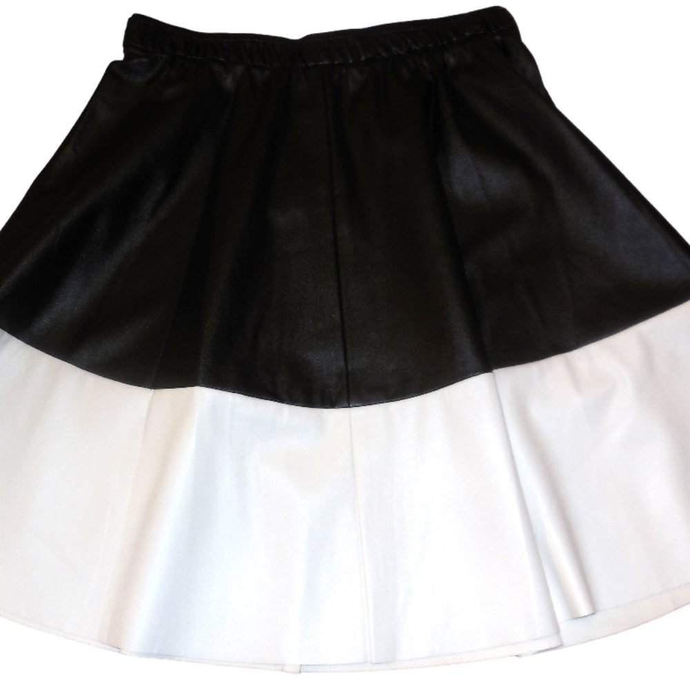 Skirt NEW MEDIUM Pleather black-cream A-line short mini skirt fall-winter